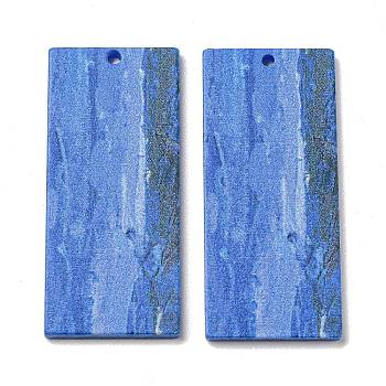 Opaque Acrylic Pendants, Rectangle, Cornflower Blue, 40x17.5x2mm, Hole: 1.6mm