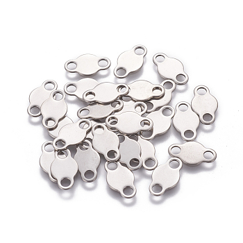 201 Stainless Steel Chain Tabs, Chain Extender Connectors, Stainless Steel Color, 15x8.5x0.7mm, Hole: 3mm