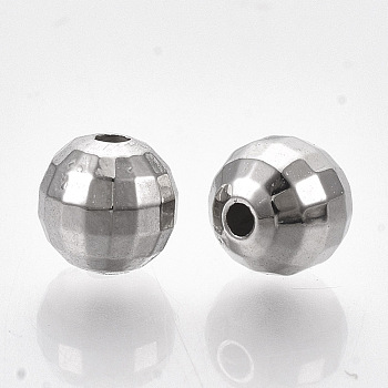 CCB Plastic Beads, Faceted, Round, Platinum, 6mm, Hole: 1.5mm