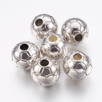 CCB Plastic Beads, Large Hole Beads, Round/FootBall/Soccer Ball, Antique Silver, 20x18.5mm, Hole: 5.5mm
