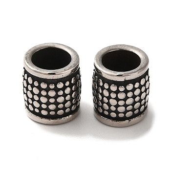 304 Stainless Steel European Beads, Large Hole Beads, Column, Antique Silver, 10x9.5mm, Hole: 6mm