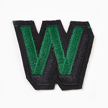 Computerized Embroidery Cloth Iron On Patches, Costume Accessories, Appliques, Letter, Green, 41x46x2mm