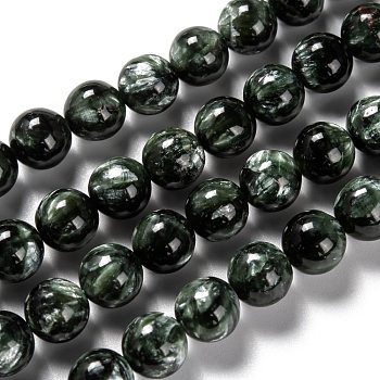 Natural Seraphinite Beads Strands, Round, Grade A, 8.5mm, Hole: 1mm, about 47pcs/strand, 15.43 inch(39.2cm)