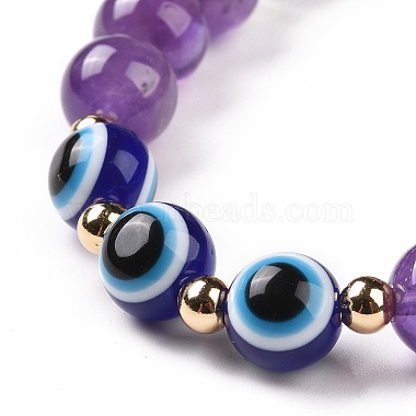 5 pièces de lapis-lazuli naturel (teint) & améthyste & oeil de tigre & perles d'aventurine verte ensemble de bracelets extensibles(BJEW-JB08936)-5