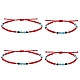 Set aus Armbändern und Fußkettchen im 4Stück 4-Stil aus geflochtenen Glasperlen und Messingperlen(SJEW-SW00003-05)-1