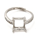 Square Brass Micro Pave Clear Cubic Zirconia Adjustable Ring Components(KK-NH0001-20P)-2