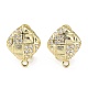 Rhombus Brass Micro Pave Cubic Zirconia Stud Earrings Finding(KK-E083-06G)-1