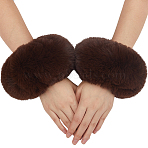 Women Imitation Rabbit Hair Cuffs Oversleeve Arm Gloves, Winter Warm Plush Windproof Wristband Jacket Accessories, Coconut Brown, 160x85mm, Inner Diameter: 30mm(AJEW-WH20018-34A)