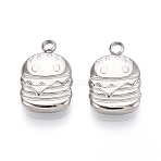 304 Stainless Steel Charms, Anti-Tarnish, Hamburger Charm, Stainless Steel Color, 15x10x3mm, Hole: 1.8mm(X-STAS-T067-75P)