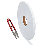 1Roll Nylon Ribbons, Blank Ribbon, for Heat Transfer Print Wrapping Bow Crafts Decoration, with 1Pc Tarnish Resistant Stainless-Steel Scissors, White, 3/8 inch(10mm), about 218.72 Yards(200m)/Set(OCOR-FG0003-07B)