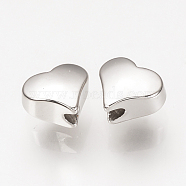Brass Spacer Beads, Nickel Free, Real Platinum Plated, Heart, 5x6x3.5mm, Hole: 1mm(X-KK-Q735-275P)