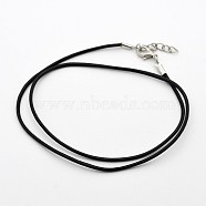 Leather Necklace Making, with Iron Lobster Claw Clasps, Black, 18.5 inchx2mm(X-MAK-N021-01B)