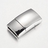 Rectangle Alloy Magnetic Clasps, Platinum, 25x14x6mm, Hole: 10.5x2.5mm(X-PALLOY-L168-07)