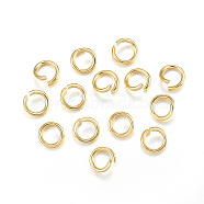 304 Stainless Steel Open Jump Rings, Metal Connectors for DIY Jewelry Crafting and Keychain Accessories, Real 18K Gold Plated, 18 Gauge, 6x1mm(A-STAS-F084-22G)