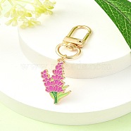 Alloy Enamel Flower Pendant Decorations, with Alloy Swivel Clasps, Medium Violet Red, 66mm, Pendant: 35mm(HJEW-YW00023-04)