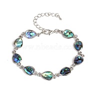 Teardrop Natural Abalone Shell/Paua Shell Link Bracelets for Women(FS5984-12)