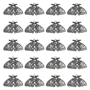 Tibetan Style Alloy Pendants, Moth Charms, Antique Silver, 20x31.5x3.5mm, Hole: 1.8mm, 24pcs/box(FIND-SC0005-04)
