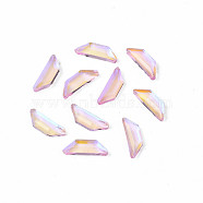 Glass Rhinestone Cabochons, Nail Art Decoration Accessories, Faceted, Trapezoid, Pink, 8.5x3x1.5mm(MRMJ-N027-038)
