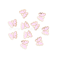 Light Gold Plated Alloy Enamel Charms, Butterfly, Pink, 10.5x13x2mm, Hole: 1.2mm(X-ENAM-WH0047-41B)