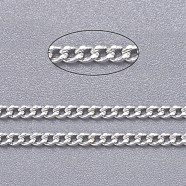 Brass Twisted Chains, Curb Chains, Diamond Cut, Soldered, Faceted, with Spool, Oval, Lead Free & Nickel Free & Cadmium Free, Silver Color Plated, 2x1.5x0.45mm(X-CHC-S108-S-NF)