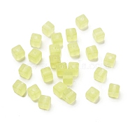 Acrylic Beads, Frosted, Cube, Champagne Yellow, 5.5x6x6mm, Hole: 1.6mm(OACR-H044-05C)