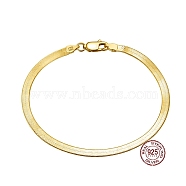 3mm 925 Sterling Silver Herringbone Chain Bracelets, with S925 Stamp, Golden, 6-1/2 inch(16.5cm)(BJEW-I314-006A-G)