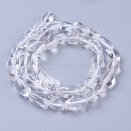 Natural Quartz Crystal Beads Strands, Rock Crystal Beads, Tumbled Stone, Nuggets, 6~14x6~8mm, Hole: 1.2mm, about 43~45pcs/strand, 15.4 inch(39cm)(G-P433-21)