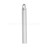 Anti-Tarnish 304 Stainless Steel Pendants, with Jump Ring, Manual Polishing, Rectangle Charm, Stamping Blank Tag, Stainless Steel Color, 30x3x1.5mm, Hole: 3mm(STAS-I311-14E-P)