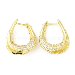 Rack Plating Brass Teardrop Hoop Earrings with Cubic Zirconia, Cadmium Free & Lead Free, Real 18K Gold Plated, 23x19.5x6.5mm(EJEW-M222-01G)