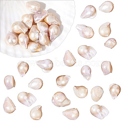 1 Strand Natural Baroque Pearl Keshi Pearl Beads Strands, Cultured Freshwater Pearl, Teardrop, Seashell Color, 14~28x12~16x12~16mm, Hole: 0.6mm, about 19~26pcs/Strand, 15.75 inch(40cm)(PEAR-NB0001-28)