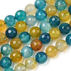 Dyed Natural Agate Faceted Round Beads Strands, Mixed Color, 8mm, Hole: 1mm, about 43~45pcs/strand, 14~14.5 inch(G-E320E-8mm-17)