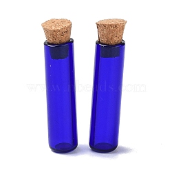 Tube Glass Cork Bottles Ornament, Glass Empty Wishing Bottles, DIY Vials for Pendant Decorations, Blue, 0.8x3.5cm(AJEW-O032-04B)