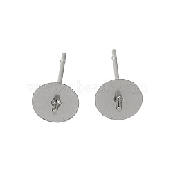 Anti-Tarnish 304 Stainless Steel Stud Earring Findings, for Half Drilled Beads, Stainless Steel Color, 14x6mm, Pin: 12x0.8mm(STAS-P370-01D-P)