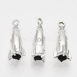 Tibetan Style Alloy Pendants,  Cadmium Free & Lead Free, Rocket, Antique Silver, 24x9.5x9.5mm, Hole: 1.6mm, about 270pcs/500g(TIBEP-T009-37AS-RS)