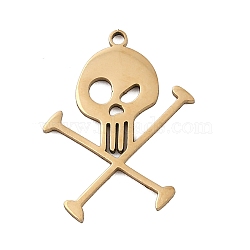Halloween 201 Stainless Steel Pendants, Golden, Skull, 20x15x1mm, Hole: 1.2mm(STAS-Z155-01E-G)