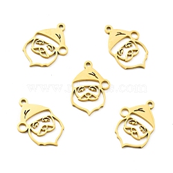 201 Stainless Steel Pendants, Christmas Theme, Santa Claus, Golden, 19.5x13x1mm, Hole: 1.5mm(STAS-E157-03G)