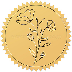 Self Adhesive Gold Foil Embossed Stickers, Medal Decoration Sticker, Flower, 5x5cm(DIY-WH0575-008)