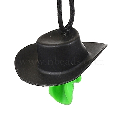 Halloween Skull Plastic Pendant Necklaces, Black Nylon Cord Necklaces, Lime, 27.56 inch(70cm)(NJEW-S006-01D)