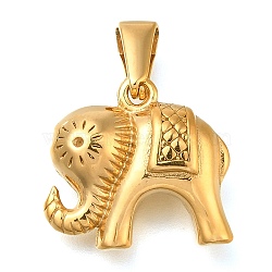 Ion Plating(IP) 304 Stainless Steel Pendants, Elephant Charms, Golden, 16.5x18x6.5mm, Hole: 7x3mm(STAS-Z113-17G)