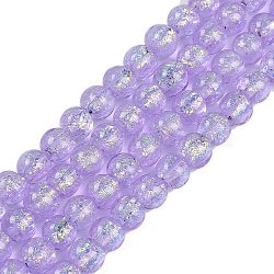 Handmade Foil Lampwork Beads Strands, Round, Lilac, 10mm, about 40pcs/strand, 14.57''(37cm)(FOIL-K003-06B-01)