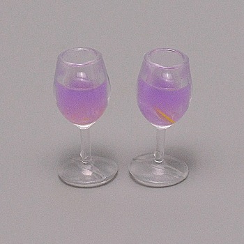 Resin Miniature Mini Dollhouse Goblet Simulation Food, for Dollhouse Props Decoration Accessories, Lilac, 29.5x14mm