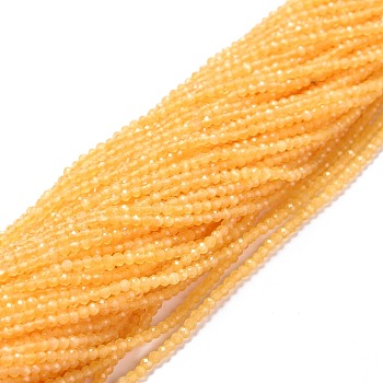 Cat Eye Beads Strands, Round, Faceted, Orange, 2mm, Hole: 0.2mm, 14.17 inch(36cm), 174~184pcs/strand