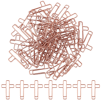 108pcs 6 Colors Metal Paper Clip, Cross, 33x23x2mm, 50pcs