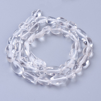 Natural Quartz Crystal Beads Strands, Rock Crystal Beads, Tumbled Stone, Nuggets, 6~14x6~8mm, Hole: 1.2mm, about 43~45pcs/strand, 15.4 inch(39cm)