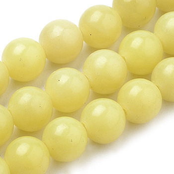 Natural Lemon Jade Beads Strands, Round, 8mm, Hole: 1mm, about 50pcs/strand, 15.7 inch