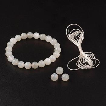 Natural White Moonstone Stretch Bracelets, Round, 53mm(2-1/8 inch)