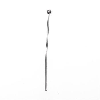 304 Stainless Steel Ball Head Pins, Stainless Steel Color, 35mm, Pin: 0.7mm, 21 Gauge, Head: 2mm