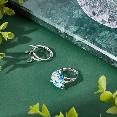 2Pcs Rhodium Plated 925 Sterling Silver Adjustable Ring Findings(STER-GO0001-06)-3