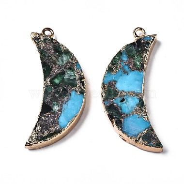 Assembled Natural Bronzite & Synthetic Turquoise & Imperial Jasper Pendants(G-N330-035A)-2