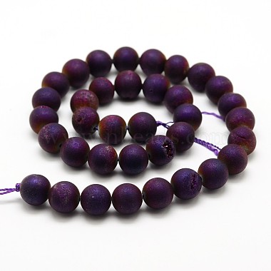 Electroplated Natural Agate Round Bead Strands(G-M171-8mm-08)-2